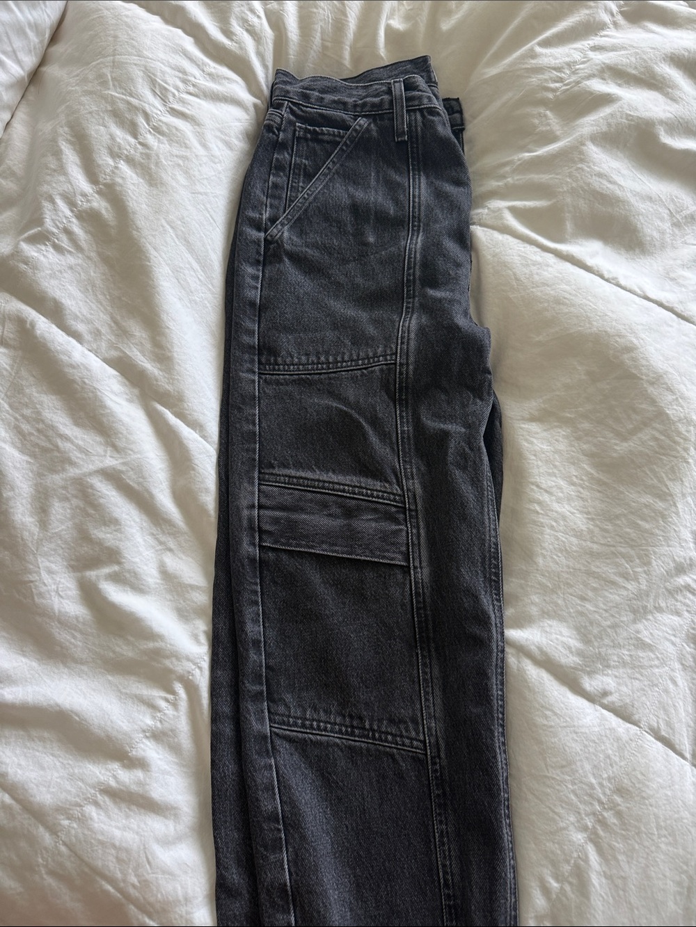 Agolde Cooper Cargo High-Rise Straight Leg Black Jeans Panther Women's Size 26